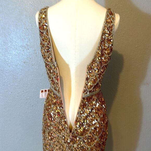 NWT Mag Duggal women’s light copper sequined bodycon mini dress size 6 - Picture 10 of 13
